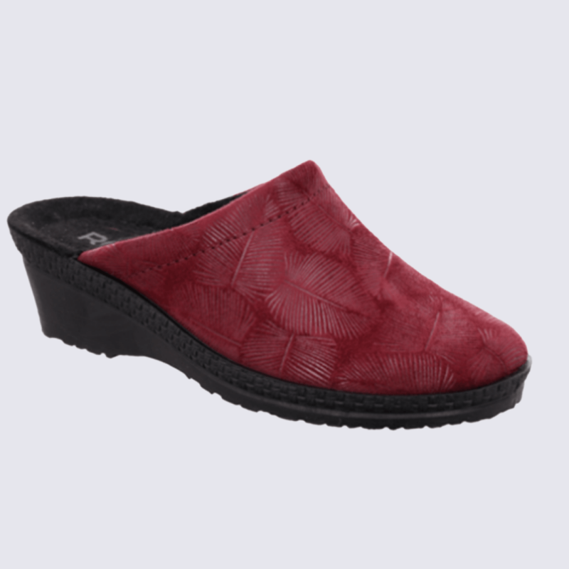 Mules Rohde, Mules confort chic femme en textile velours lie-de-vin