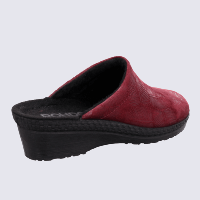 Mules Rohde, Mules confort chic femme en textile velours lie-de-vin