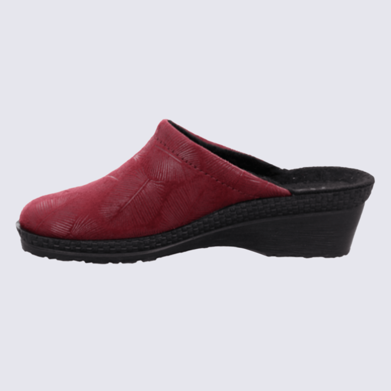 Mules Rohde, Mules confort chic femme en textile velours lie-de-vin