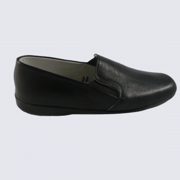 Pantoufles Erel, Pantoufles confort classique homme en cuir noir