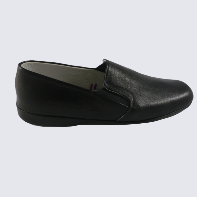 Pantoufles Erel, Pantoufles confort classique homme en cuir noir