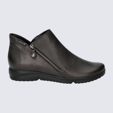 Mocassins Mephisto, Mocassins élégants confort femme en cuir bronze métallisé