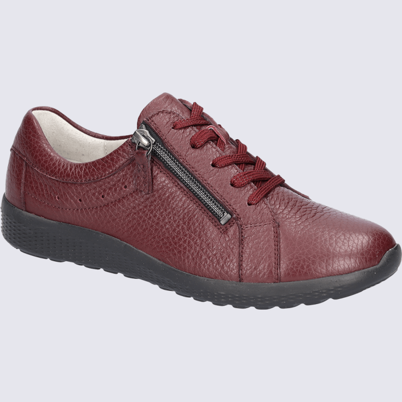Sneakers Waldläufer, Sneakers modernes confort femme en cuir rubis