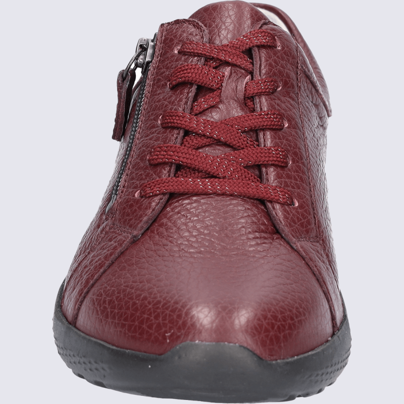 Sneakers Waldläufer, Sneakers modernes confort femme en cuir rubis
