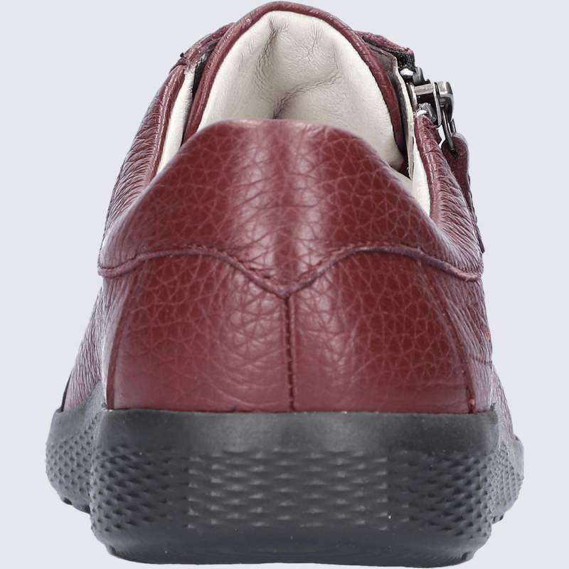 Sneakers Waldläufer, Sneakers modernes confort femme en cuir rubis