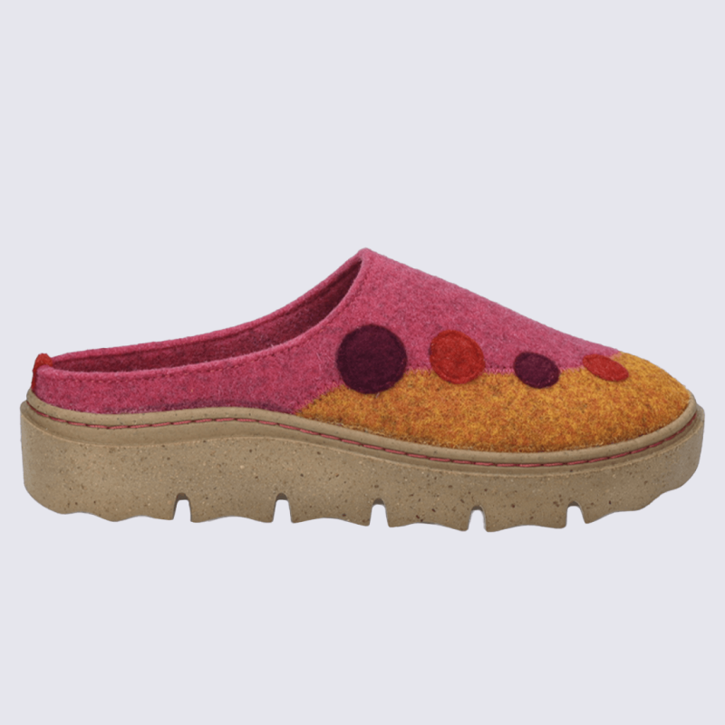 Pantoufles Josef Seibel, Pantoufles colorées confort femme en feutre orange-multi