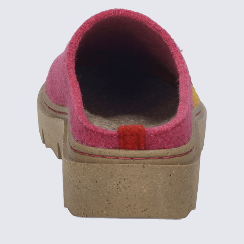 Pantoufles Josef Seibel, Pantoufles colorées confort femme en feutre orange-multi