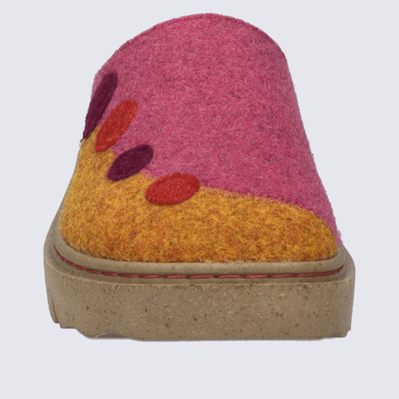 Pantoufles Josef Seibel, Pantoufles colorées confort femme en feutre orange-multi