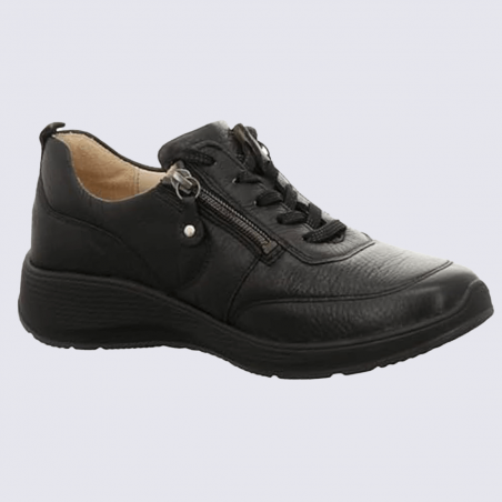 Chaussures Waldläufer, sneakers confort femme en cuir noir