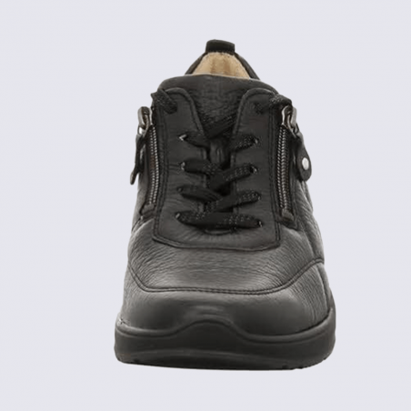 Chaussures Waldläufer, sneakers confort femme en cuir noir