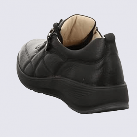 Chaussures Waldläufer, sneakers confort femme en cuir noir