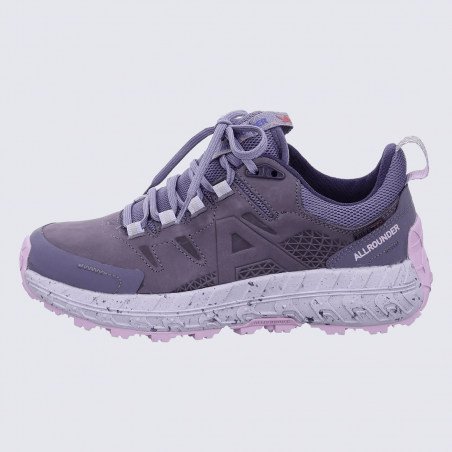 Baskets Allrounder, baskets de randonnée légère femme en cuir nubuck mauve