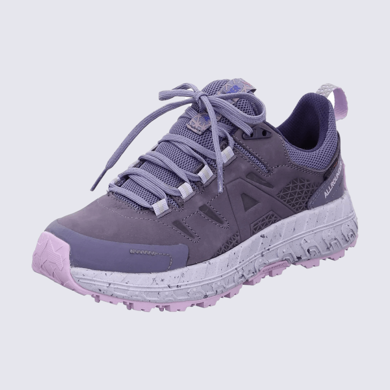 Baskets Allrounder, baskets de randonnée légère femme en cuir nubuck mauve