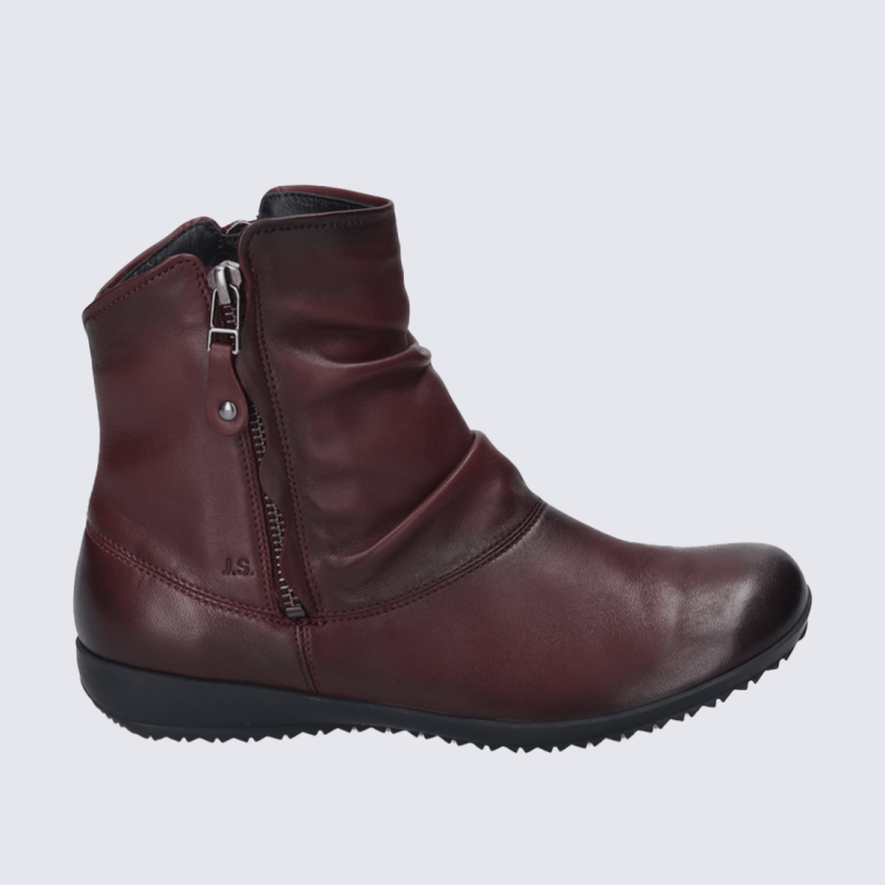 Bottines Josef Seibel, bottines tendances femme en cuir bordeaux