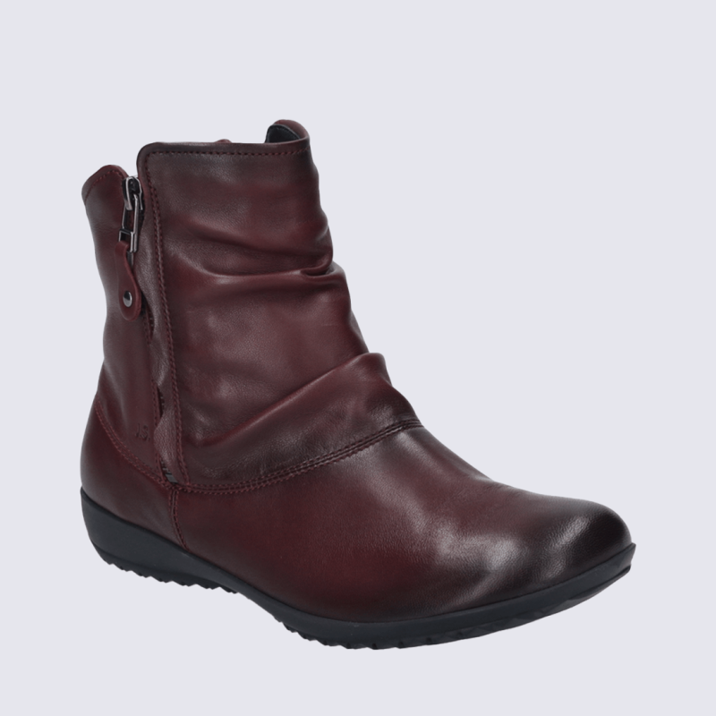 Bottines Josef Seibel, bottines tendances femme en cuir bordeaux