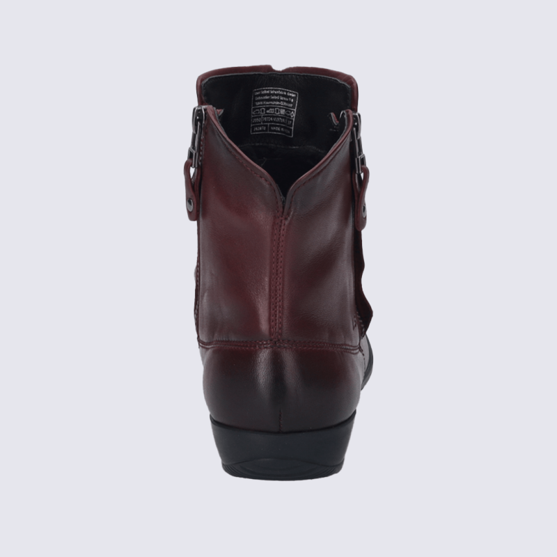 Bottines Josef Seibel, bottines tendances femme en cuir bordeaux