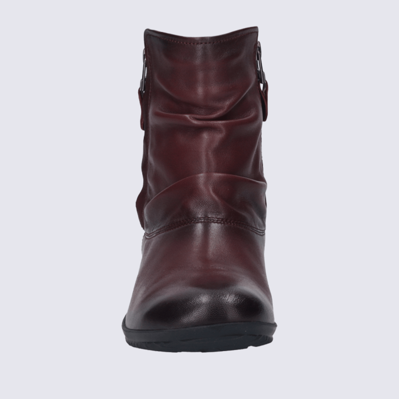 Bottines Josef Seibel, bottines tendances femme en cuir bordeaux