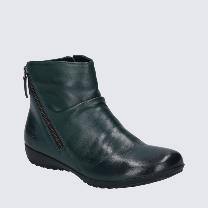 Bottines Josef Seibel, bottines zippées confortable et de qualité supérieure pour femme en cuir vert