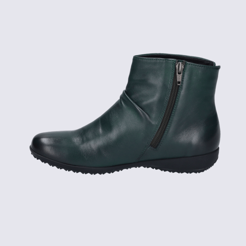 Bottines Josef Seibel, bottines zippées confortable et de qualité supérieure pour femme en cuir vert