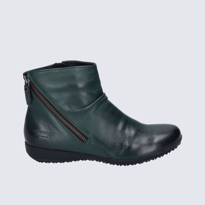 Bottines Josef Seibel, bottines zippées confortable et de qualité supérieure pour femme en cuir vert