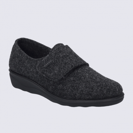 Pantoufles Josef Seibel, Pantoufles chaude a fermeture velcros femme en feutre anthracite Pantoufles Josef Seibel, Pantoufles chaude a fermeture velcros femme en feutre anthracite