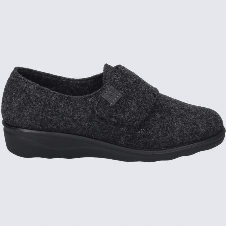 Pantoufles Josef Seibel, Pantoufles chaude a fermeture velcros femme en feutre anthracite Pantoufles Josef Seibel, Pantoufles chaude a fermeture velcros femme en feutre anthracite