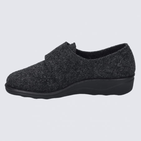 Pantoufles Josef Seibel, Pantoufles chaude a fermeture velcros femme en feutre anthracite Pantoufles Josef Seibel, Pantoufles chaude a fermeture velcros femme en feutre anthracite
