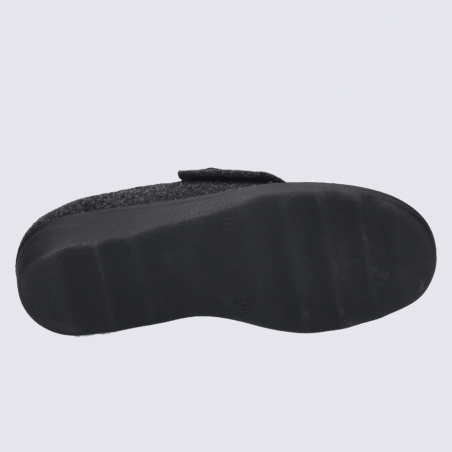 Pantoufles Josef Seibel, Pantoufles chaude a fermeture velcros femme en feutre anthracite Pantoufles Josef Seibel, Pantoufles chaude a fermeture velcros femme en feutre anthracite