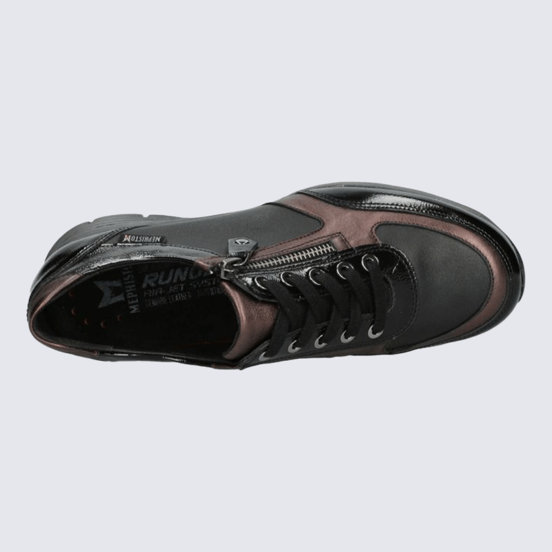 Baskets Mephisto, baskets ultra légères femme combinaison de cuir noir