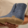 Bottines Glerups, chaussons montants mixte en laine naturelle denim Bottines Glerups, chaussons montants mixte en laine naturelle denim
