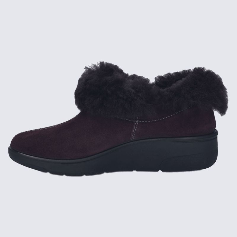 Mules Josef Seibel, mules modernes doublures chaude femme en cuir d'agneau aubergine