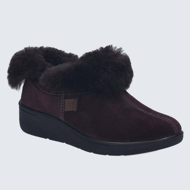 Mules Josef Seibel, mules modernes doublures chaude femme en cuir d'agneau aubergine