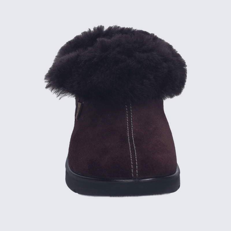 Mules Josef Seibel, mules modernes doublures chaude femme en cuir d'agneau aubergine