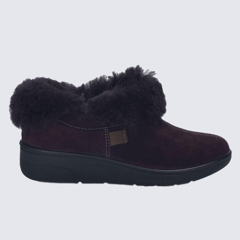 Mules Josef Seibel, mules modernes doublures chaude femme en cuir d'agneau aubergine