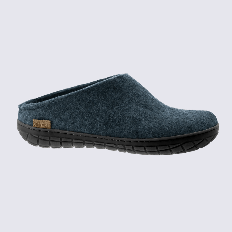 Chaussons Glerups, modèle Slip-On mixte en laine naturelle Denim