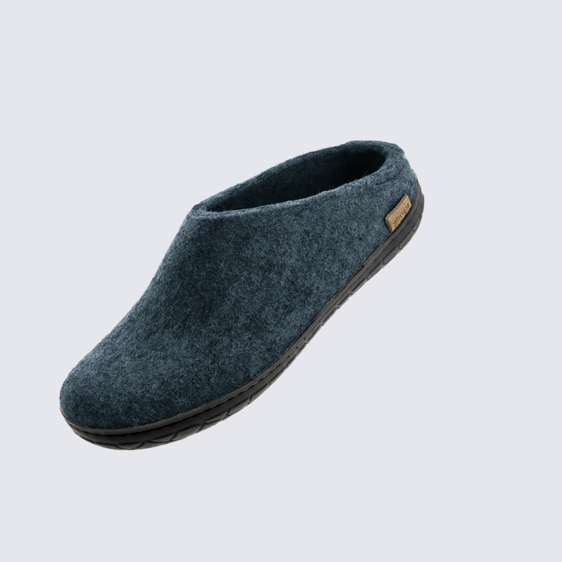 Chaussons Glerups, modèle Slip-On mixte en laine naturelle Denim