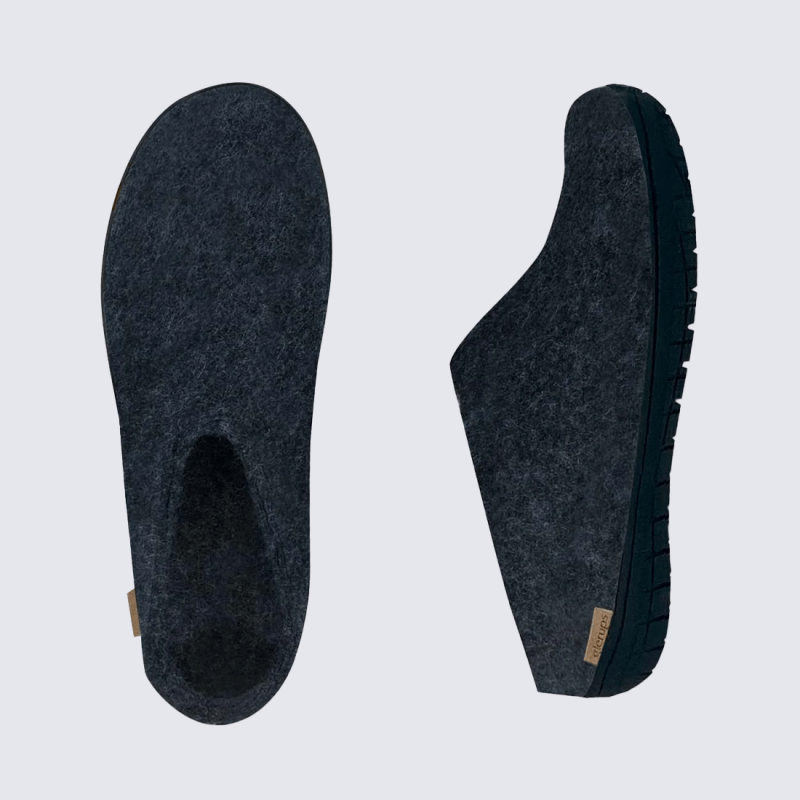 Chaussons Glerups, modèle Slip-On mixte en laine naturelle Denim