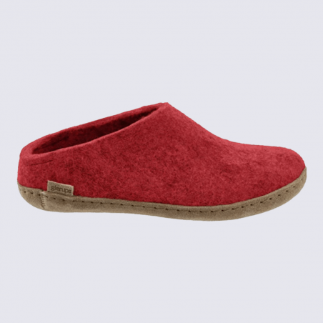 Chaussons Glerups, modèle Slip-On mixte en laine naturelle Rouge Chaussons Glerups, modèle Slip-On mixte en laine naturelle Rouge