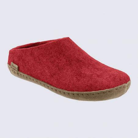 Chaussons Glerups, modèle Slip-On mixte en laine naturelle Rouge Chaussons Glerups, modèle Slip-On mixte en laine naturelle Rouge