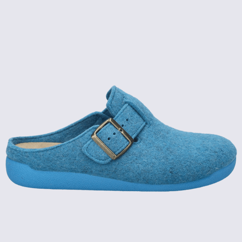 Pantoufles Josef Seibel, Pantoufles modèle Cara 01 femme en feutre azur