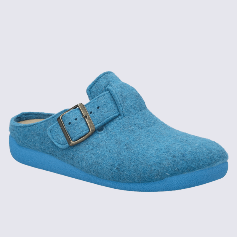 Pantoufles Josef Seibel, Pantoufles modèle Cara 01 femme en feutre azur