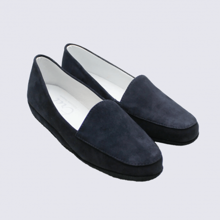 Mocassins Erel, Mocassins loafer intérieur femme en cuir suédé marine