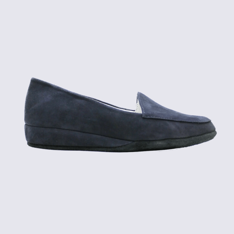 Mocassins Erel, Mocassins loafer intérieur femme en cuir suédé marine
