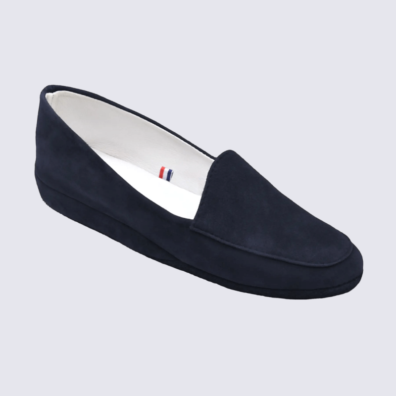 Mocassins Erel, Mocassins loafer intérieur femme en cuir suédé marine