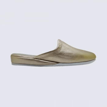 Mules Erel, Mules chaussons d’intérieur femme en cuir bronze