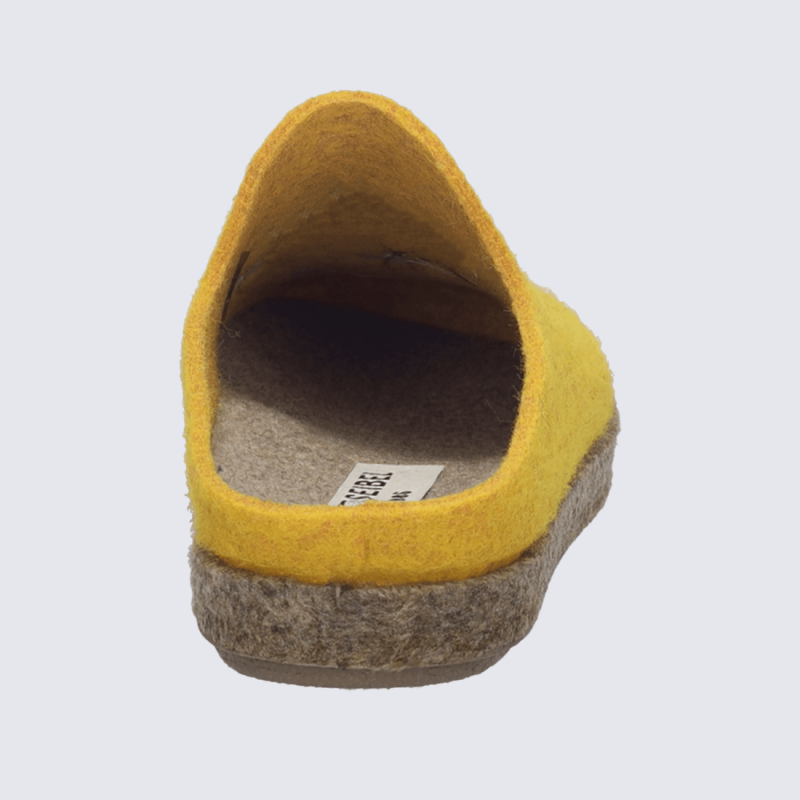 Chaussons Josef Seibel, Chaussons brodés femme en feutre jaune