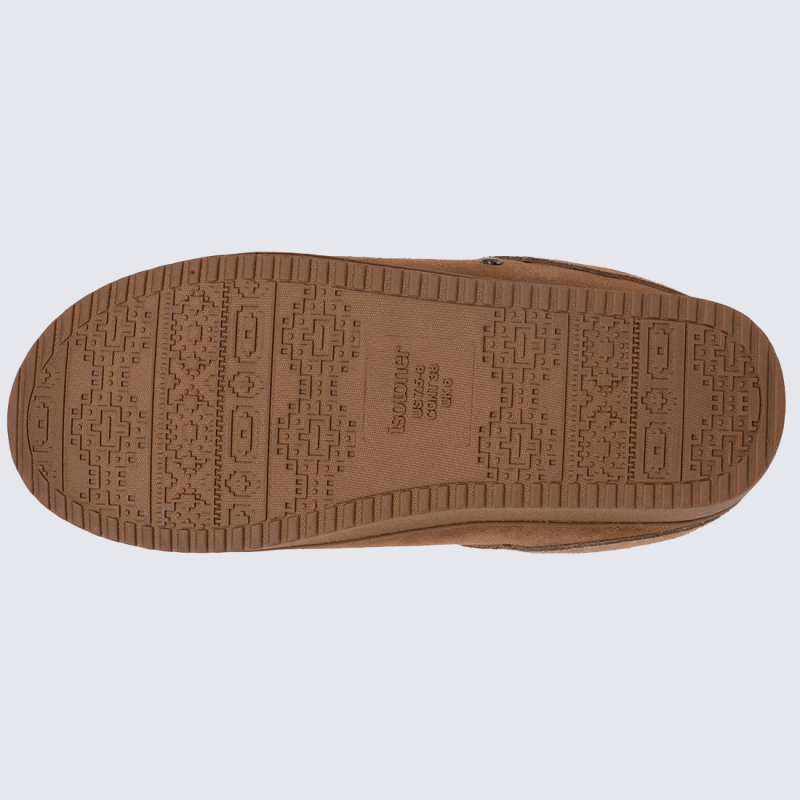 Mules Isotoner, Mules chaussons d’intérieur chaud femme en cuir camel