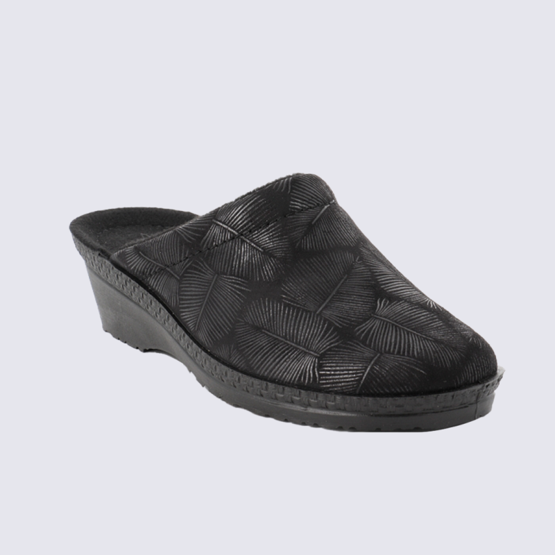Mules Rohde, Mules confort chic femme en textile velours noir