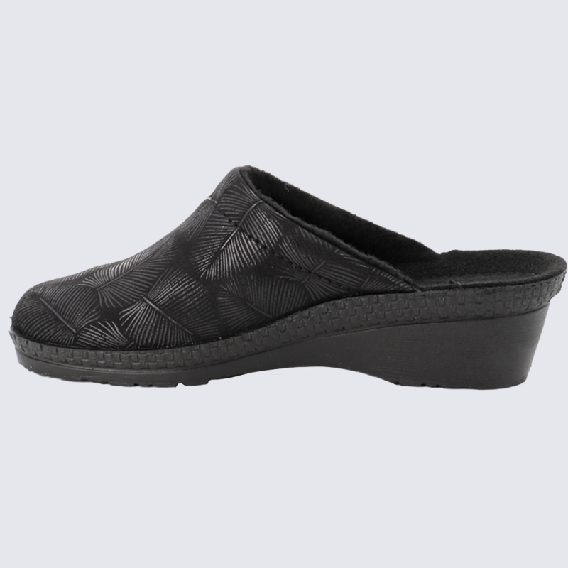 Mules Rohde, Mules confort chic femme en textile velours noir