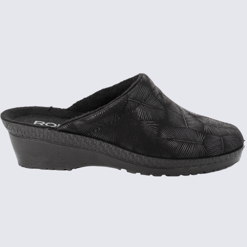 Mules Rohde, Mules confort chic femme en textile velours noir